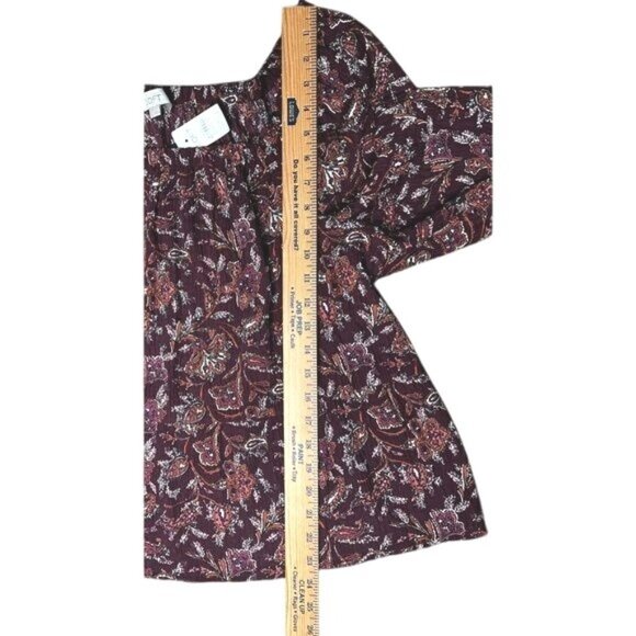 Loft Floral Square Neck Peplum Long Sleeve Blouse Size Large - Picture 7 of 12